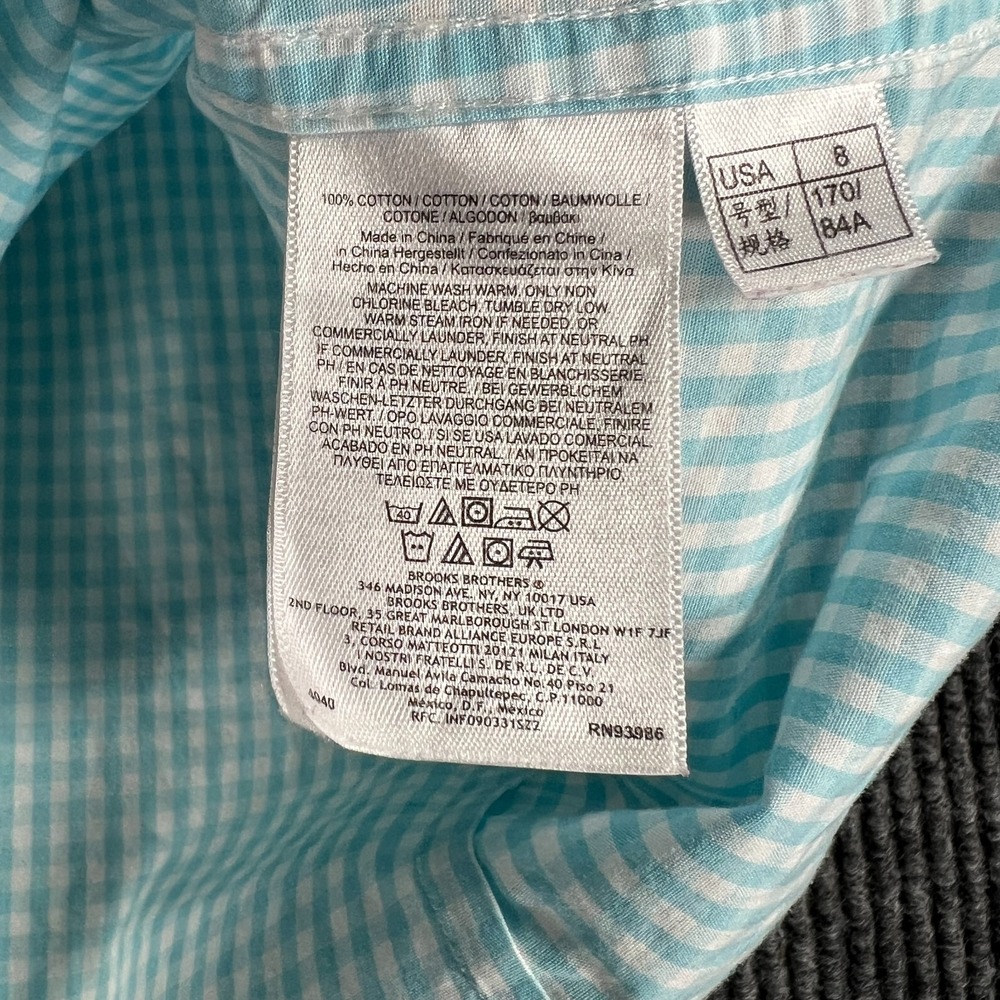 Brooks Brothers Shirt Girls Size 8 Blue Check Long Sleeve Button Up Casual - Picture 11 of 13